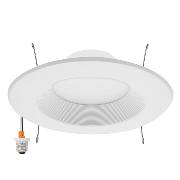 Maxxima 5 in. & 6 in. 5 CCT Retrofit Recessed LED Downlight with E-26 Quick Connect, Color Selectable 2700K-5000K (2700K/3000K/3500K/4000K/5000K), Dimmable, 1300 Lumens