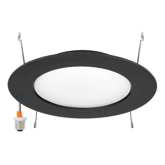 Maxxima 6" Flat Lens Retrofit Recessed LED Downlight, Black Trim, 1000 Lumens 5 CCT