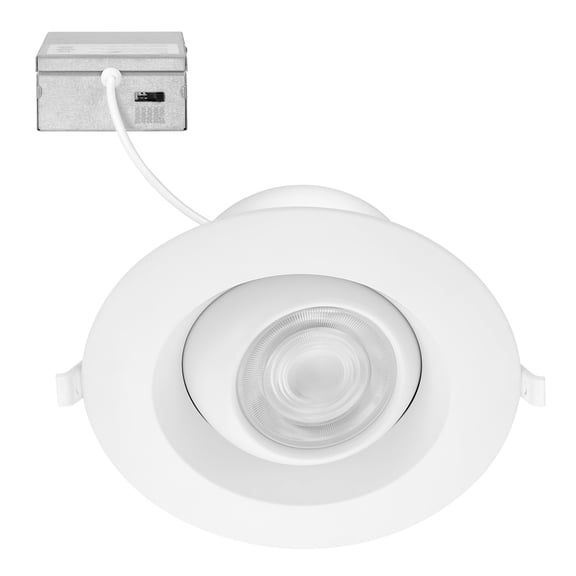 Maxxima 6 in. 5 CCT Adjustable LED Slim Eyeball Gimbal Downlight, 1400 Lumens, Color Selectable 2700K-5000K, 360° Rotation