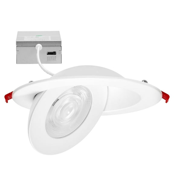 Maxxima 6 in. Adjustable Slim Recessed LED Floating Gimbal Downlight, 1100 Lumens, 5 CCT Color Selectable 2700K-5000K