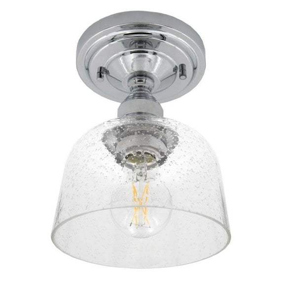 Maxxima 6 in. LED Semi-Flush Mount Seeded Glass Ceiling Light w/ A19 Edison Bulb, 2700K Warm White, 800 Lumens, Dimmable
