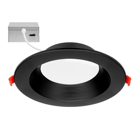 Maxxima 6 in. Recessed LED Downlight, Black Canless w/ Deep Baffle, 1200 Lumens, 5 CCT Color Selectable 2700K-5000K