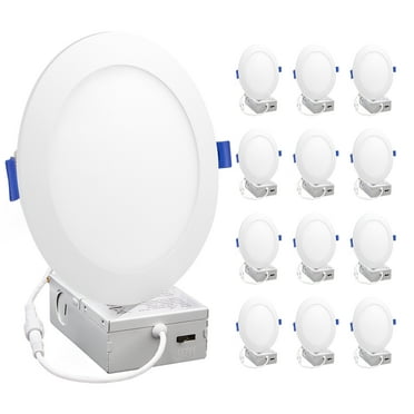 Maxxima 6 in. Slim Round Recessed LED Downlight, Canless IC Rated, 1050 Lumens, 5 CCT Color Selectable 2700K-5000K (12 Pack)