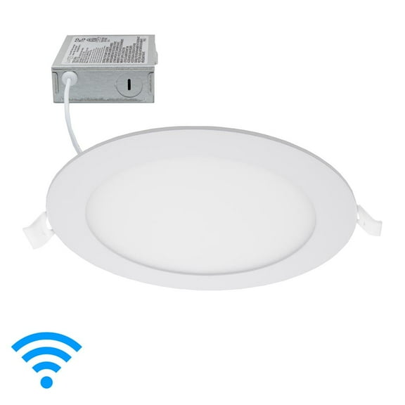 Maxxima 6 in. Smart WiFi Slim LED Downlight, 900 Lumens, Multicolor, Dimmable, CCT 2700-6500K, WiFi-enabled and voice control compatible