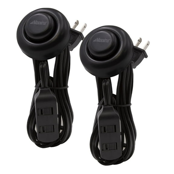 Maxxima 9 ft 3 Outlet Extension Cord With On/Off Foot Switch, Black (Pack of 2)