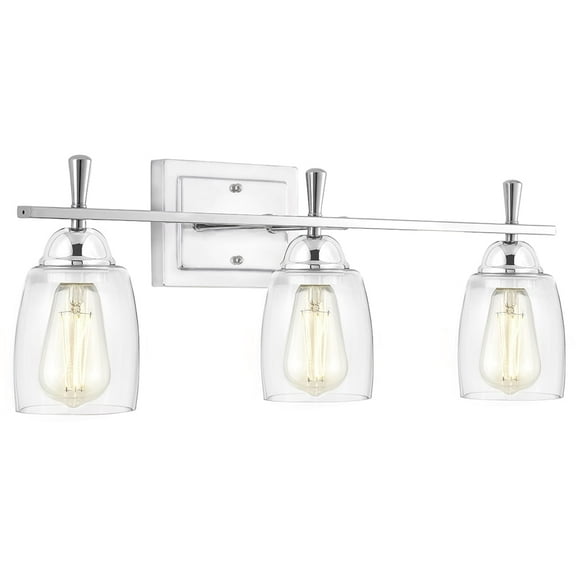 Maxxima Chrome 3-Light LED Bath and Vanity Fixture, 2400 Lumens, 2700K Warm White ST19 Bulbs Included