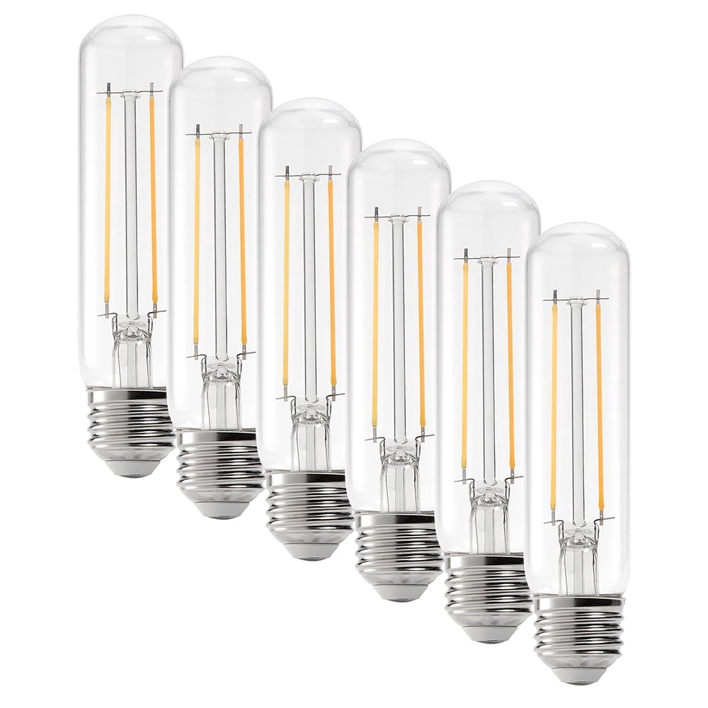 Maxxima Dimmable T10 LED Edison Light Bulb, 40 Watt Equal, 450 Lumens 2700K Warm White, Clear Filament Tubular Bulb (6 Pack)