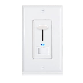 Maxxima Dimmer Electrical Light Switch - Featuring Blue Indicator Light, LED Compatible, 3-Way/Single Pole Use, 600 Watt Max, Dimmable Lamp and Lighting Control, Wall Plate Included - White
