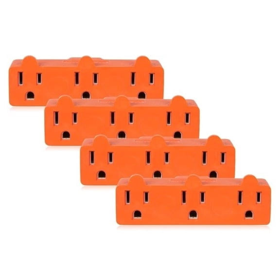 Maxxima  Heavy Duty 3 Outlet Grounded Plug Adapter (Pack of 4)