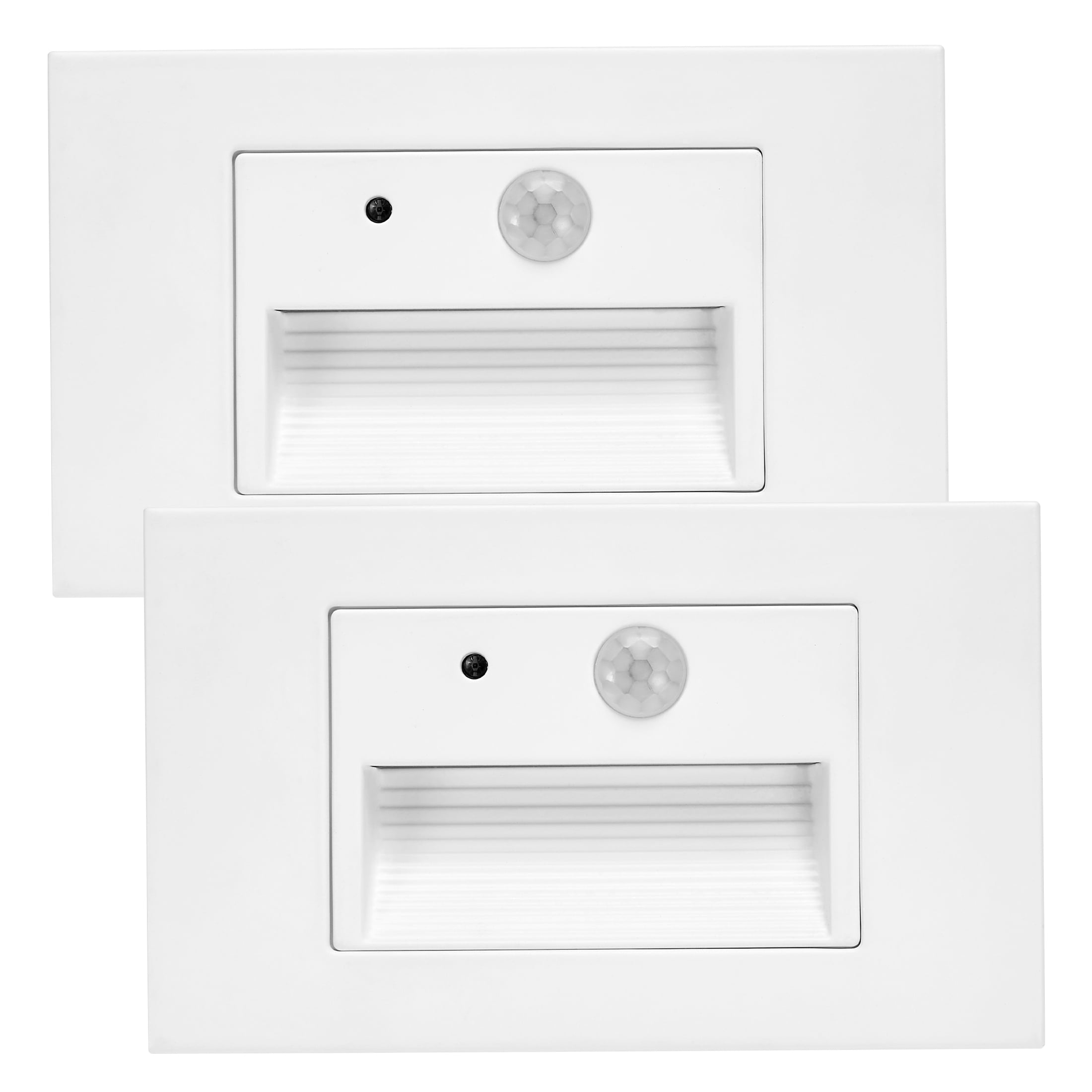 White Adjustable LED Motion Sensor Step Lights, 2-Pack