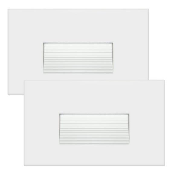 Maxxima Horizontal LED Step Light, Indoor/Outdoor Stair Light, 3 CCT Color Selectable 3000K, 4000K, 5000K, 75 Lumens, White, 2-Pack