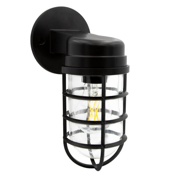 Maxxima LED Cage Light Wall Lantern - Outdoor Porch Light w/ A19 Edison Bulb, 800 Lumens, 2700K Soft White, Dimmable, Decorative Fixture with Modern Mount for Front Door, Garage, and Indoor Lighting