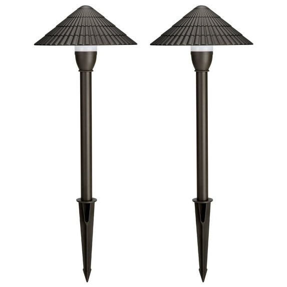 Maxxima LED Low-Voltage Landscape Light Fixture, 150 Lumens, 3000K Warm White, Hardwired Light for Yard, Brown, 2-Pack