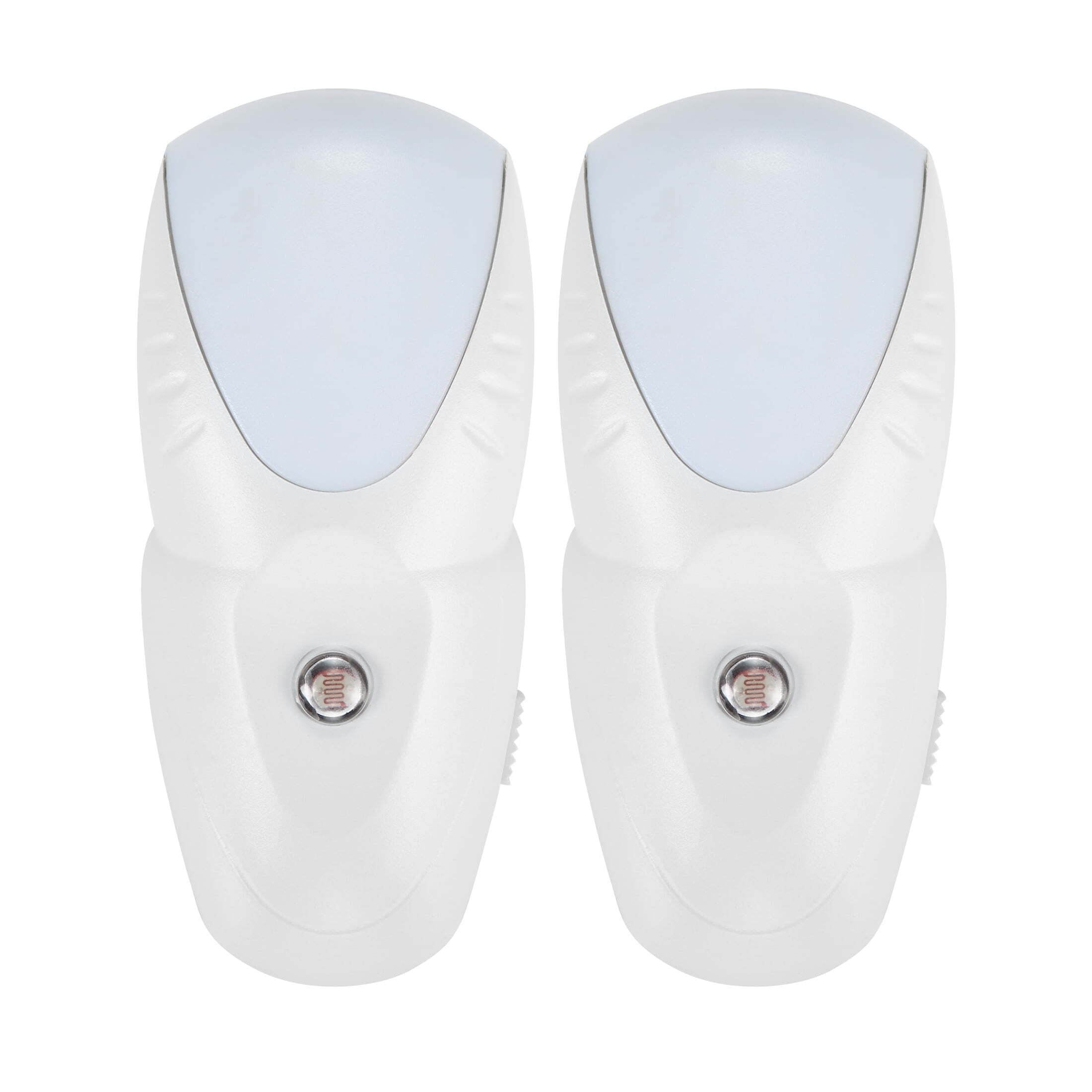 White Battery-Operated LED Night Light and Emergency Flashlight (2 Pack)