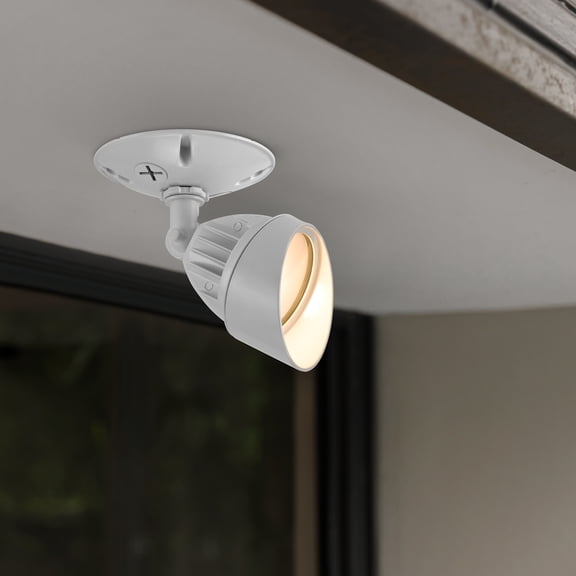 Maxxima LED Outdoor Flood Wall Light, Exterior Security Light w/ Adjustable Head, 950 Lumens, 3000K Warm White, White (2 Pack)