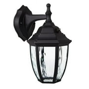 Maxxima LED Outdoor Wall Light, Black w/ Clear Water Glass, Photocell Sensor, 580 Lumens