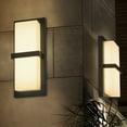 thumbnail image 1 of Maxxima LED Outdoor Wall Light, Black w/ Horizontal Bar & Frosted Lens, Modern Porch Light, 1000 Lumens, 5 CCT 2700K-5000K, 1 of 11