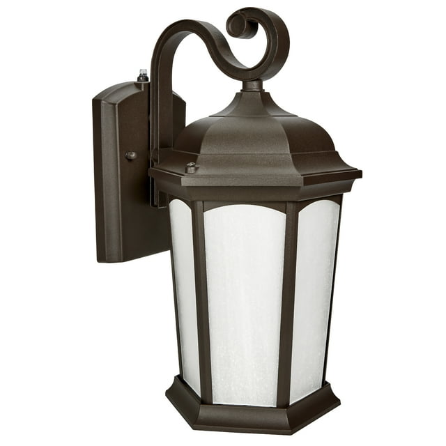 Maxxima LED Outdoor Wall Light, Porch Lantern, Bronze w/ Frosted Glass