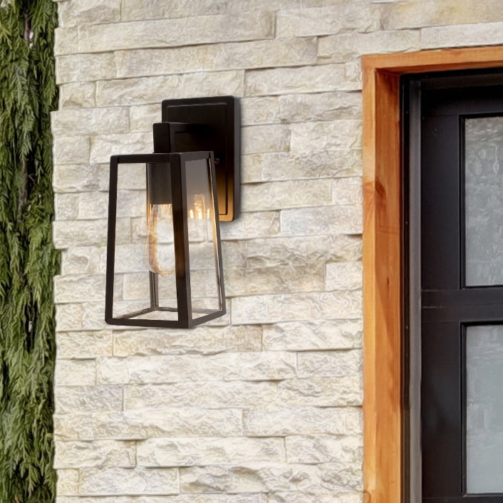 Maxxima LED Outdoor Wall Light, ST19 Edison Bulb 800 Lumens Clear Glass, 2700K Warm White