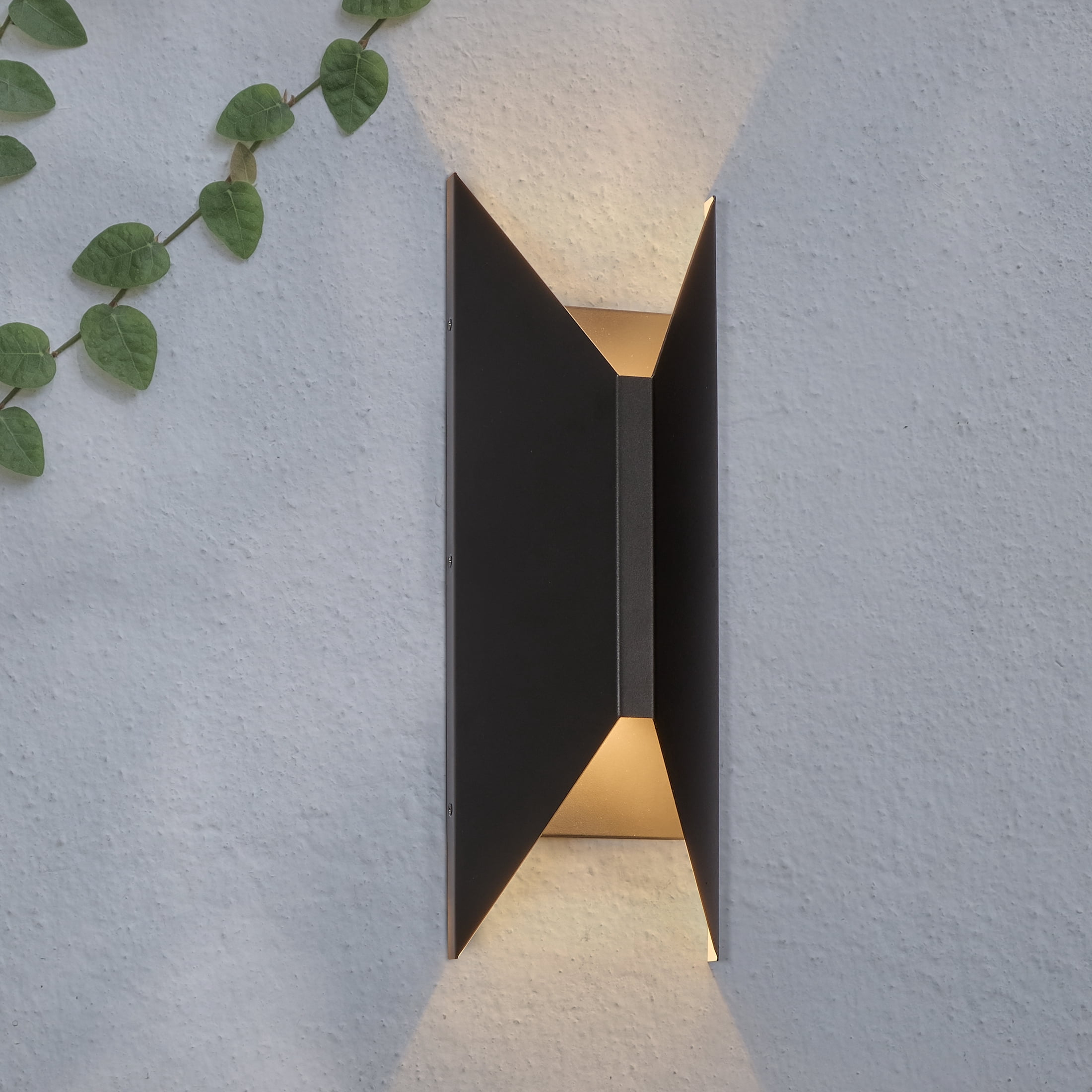 Maxxima Black Outdoor LED Wall Wash, Up and Down, Hardwired, Sconce, Modern Porch Light, 1000 Lumens, 5 CCT 2700K-5000K