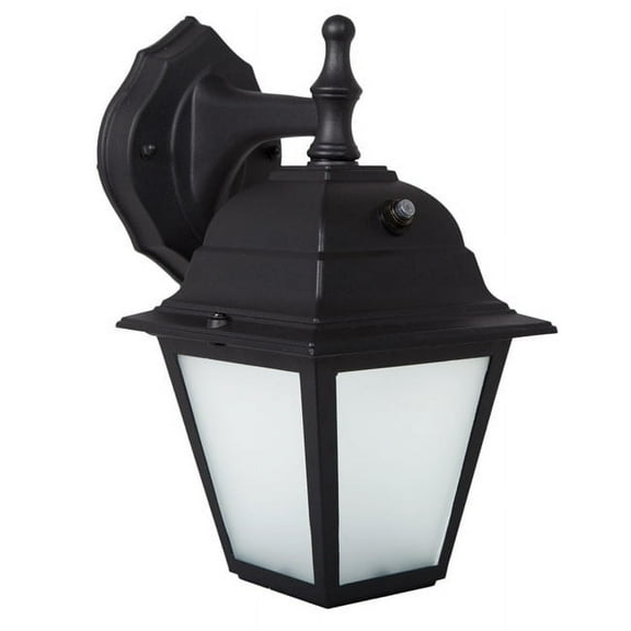 Maxxima LED Porch Lantern Outdoor Wall Light, Black w/ Frosted Glass, Photocell Sensor, 700 Lumens