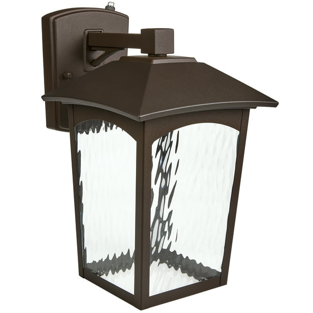 Maxxima LED Porch Lantern Outdoor Wall Light, Bronze w/Water Glass