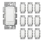Maxxima LED Slide Dimmer Rocker Switch, 3-Way/Single Pole Decorative Electrical Light Switch 600 Watt Max, LED Compatible (Pack of 10)