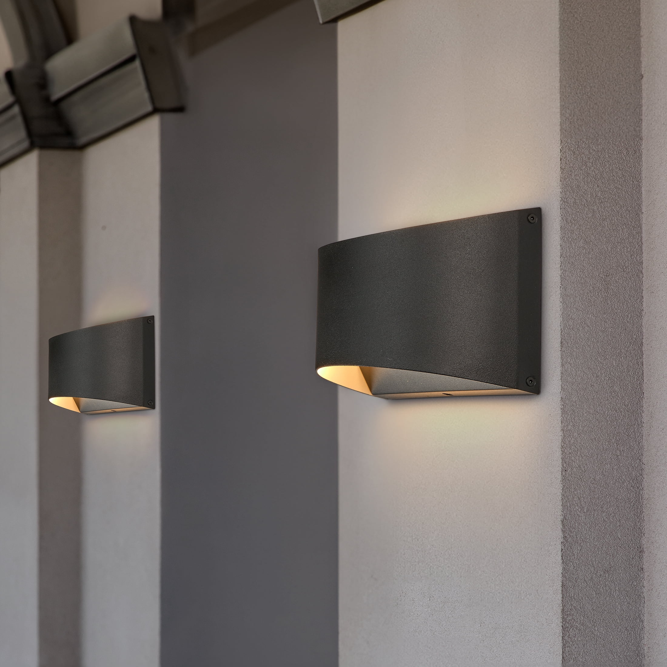 Maxxima LED Up/Down Outdoor Wall Light, Modern Dimmable Sconce, 12 Watts, 700 Lumens, 5 CCT 2700K-5000K, Black