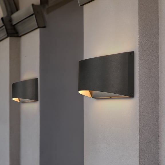 Maxxima LED Up/Down Outdoor Wall Light, Modern Dimmable Sconce, 12 Watts, 700 Lumens, 5 CCT 2700K-5000K, Black