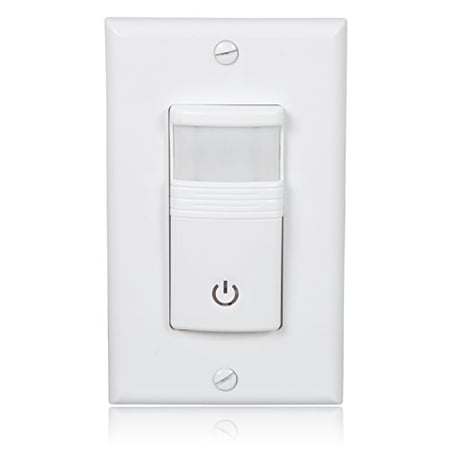 Maxxima Occupancy Vacancy Motion Sensor PIR Wall Switch, 3-Way or Single Pole Wall Plate Included, Commercial or Residential, 120-277V