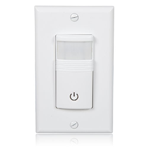 Maxxima Occupancy Vacancy Motion Sensor PIR Wall Switch, 3-Way or Single Pole Wall Plate Included, Commercial or Residential, 120-277V