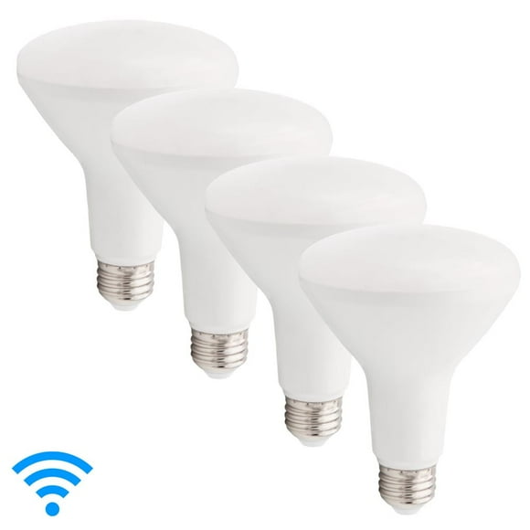 Maxxima Smart WiFi LED BR30 Multicolor Light Bulb, Google Home/Alexa, 65W Equal, Dimmable, CCT 2000K-5000K (4 Pack)