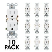 Maxxima Tamper Resistant Duplex Receptacle - Standard Decorative Electrical Wall Outlet 15A White, 3 Prong Outlet, Easy Install, Ideal for Contractors or Residential Use, UL Listed - 10 Pack