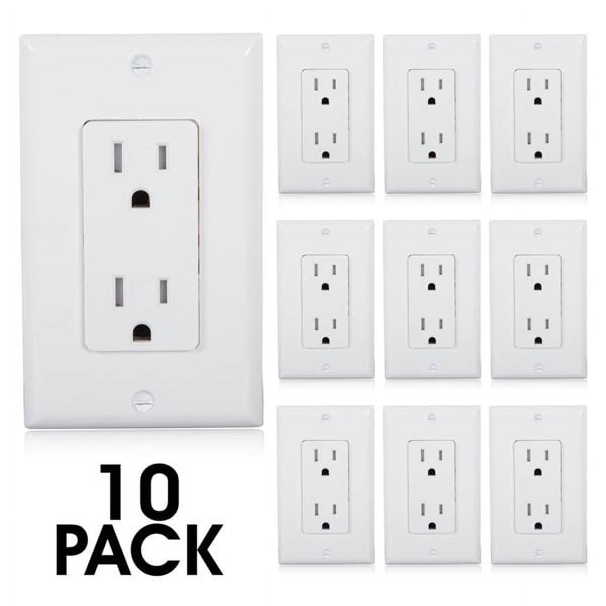 Maxxima 15A Tamper Resistant Duplex Receptacle UL Certified Electrical Wall Outlet with Wall Plates White 10 Pack Walmart