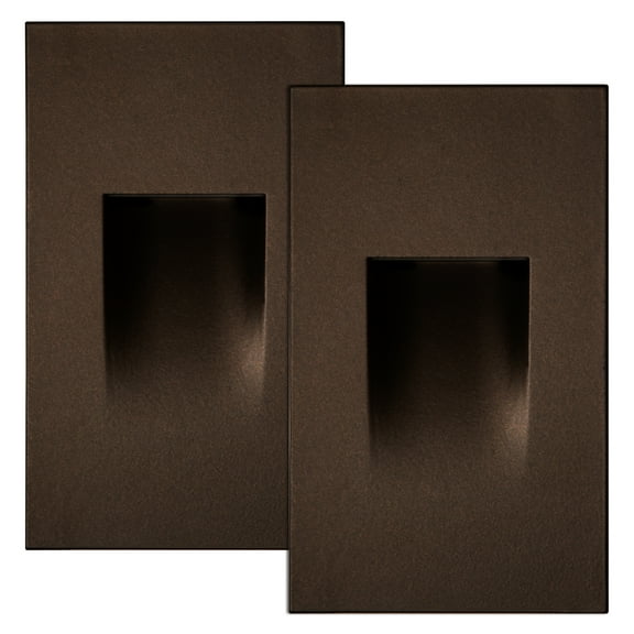 Maxxima Vertical LED Step Light - Indoor/Outdoor Stair Light, 3 CCT Color Selectable 3000K, 4000K, 5000K, 70 Lumens, IP65 Rated for Outdoor and Damp Locations, Oil Rubbed Bronze, 2-Pack