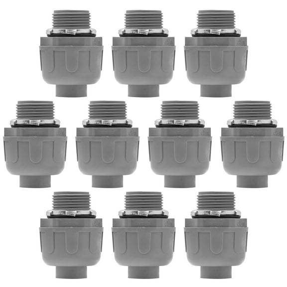 Maxxima  in. NPT Straight Liquid Tight Conduit Connectors, Non-Metallic Waterproof Nylon Conduit Fittings (10 Pack)