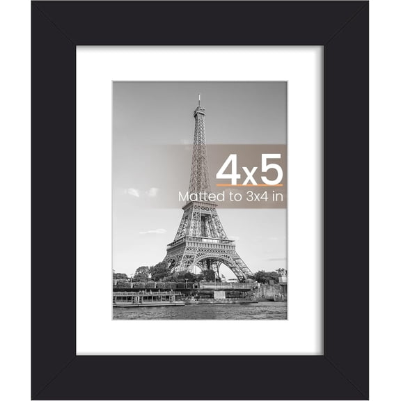 Maxxmarket 4x5 Picture Frame, Display Pictures 3x4 with Mat or 4x5 Without, Wall Hanging Photo Frame, Black, 1 Pack
