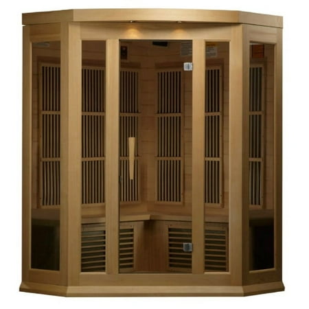 Maxxus 3-Person Corner Low EMF (Under 8MG) FAR Infrared Sauna (Canadian Hemlock)