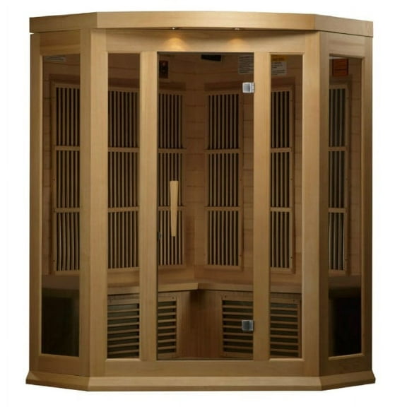 Maxxus 3-Person Corner Low EMF (Under 8MG) FAR Infrared Sauna (Canadian Hemlock)