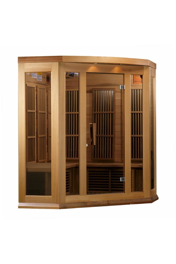 Sauna 3-Person Corner Low EMF (Under 8MG) FAR Infrared Sauna (Canadian Red Cedar)