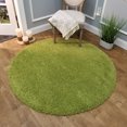 thumbnail image 1 of Maxy Home Bella Solid Green 5 ft. Round Shag Area Rug, 1 of 4