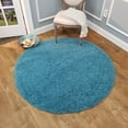 thumbnail image 1 of Maxy Home Bella Solid Turquoise Blue 5 ft. Round Shag Area Rug, 1 of 4
