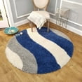thumbnail image 1 of Maxy Home Bella Striped Multicolor 5 ft. Round Shag Area Rug, 1 of 4