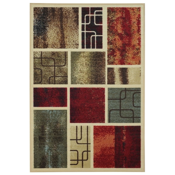 Maxy Home Hamam Collection Beige/Red Geometric Accent Rug, 1' x 2'