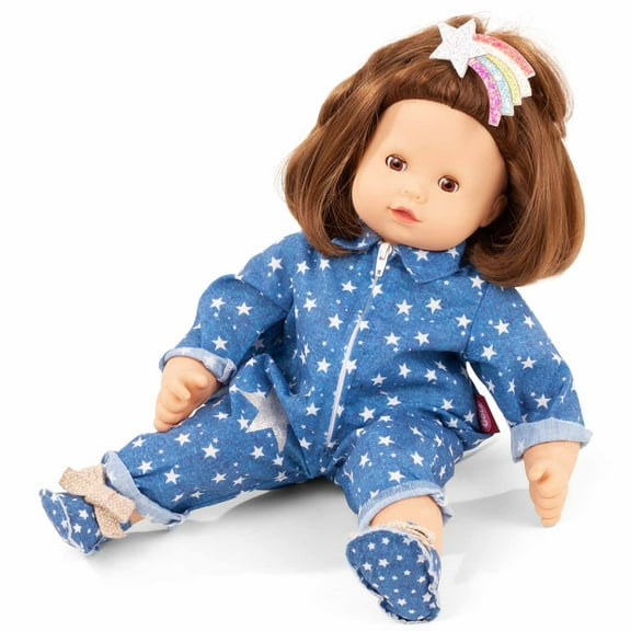 Gotz: Maxy Muffin: My Star - 16.5" Doll, Blue & White Star Denim Outfit, Glitter Bow Clip, Brown Hair, Sleepy Eyes, Pacifier, Collectible Toy, Kids 3+