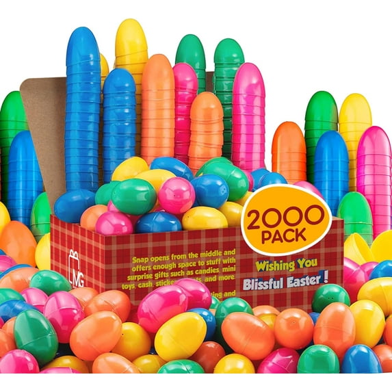 Maxygift Plastic Easter Eggs for Easter Celebrations Fillable Eggs, Multicolor, Gift Pack of 2000