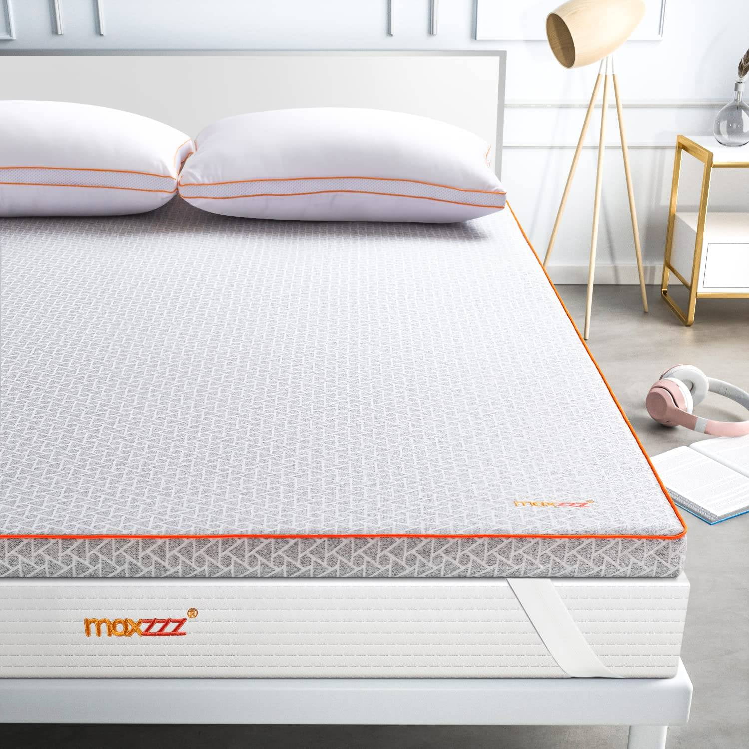 Maxzzz 2 inch Bamboo Charcoal Memory Foam Mattress Topper & Copper Foam Bed Topper Dual Side Use