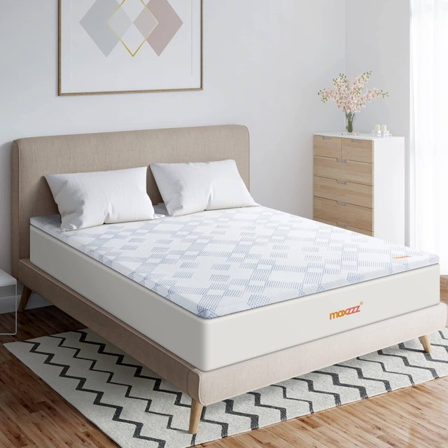 Maxzzz 2 inch Gel Cooling Memory Foam Mattress Topper with Removable