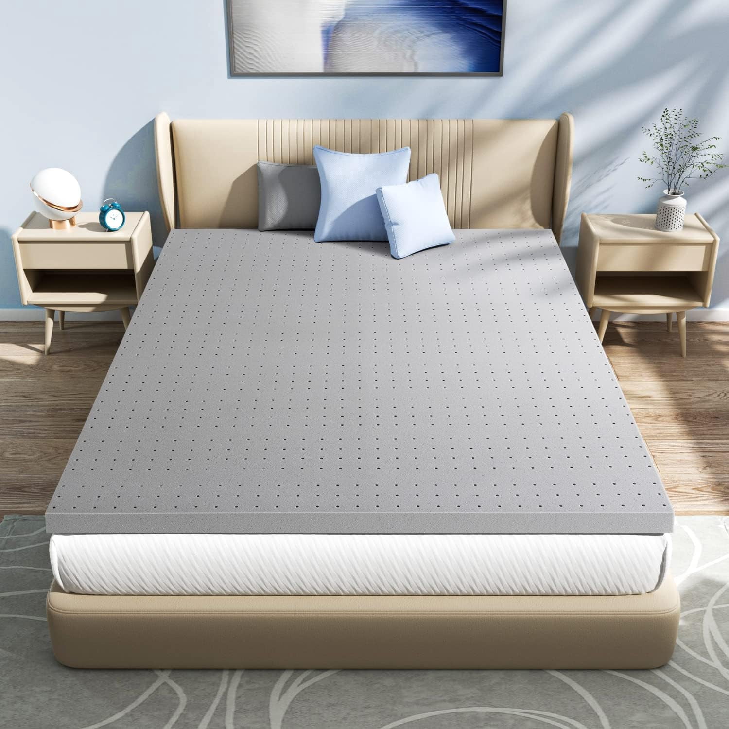 Maxzzz Memory Foam Mattress Topper- Charcoal Mattress Topper Queen 2 ...