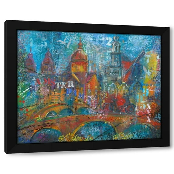 May 18x15 Black Modern Wood Framed Wall Art Titled - City Bridge